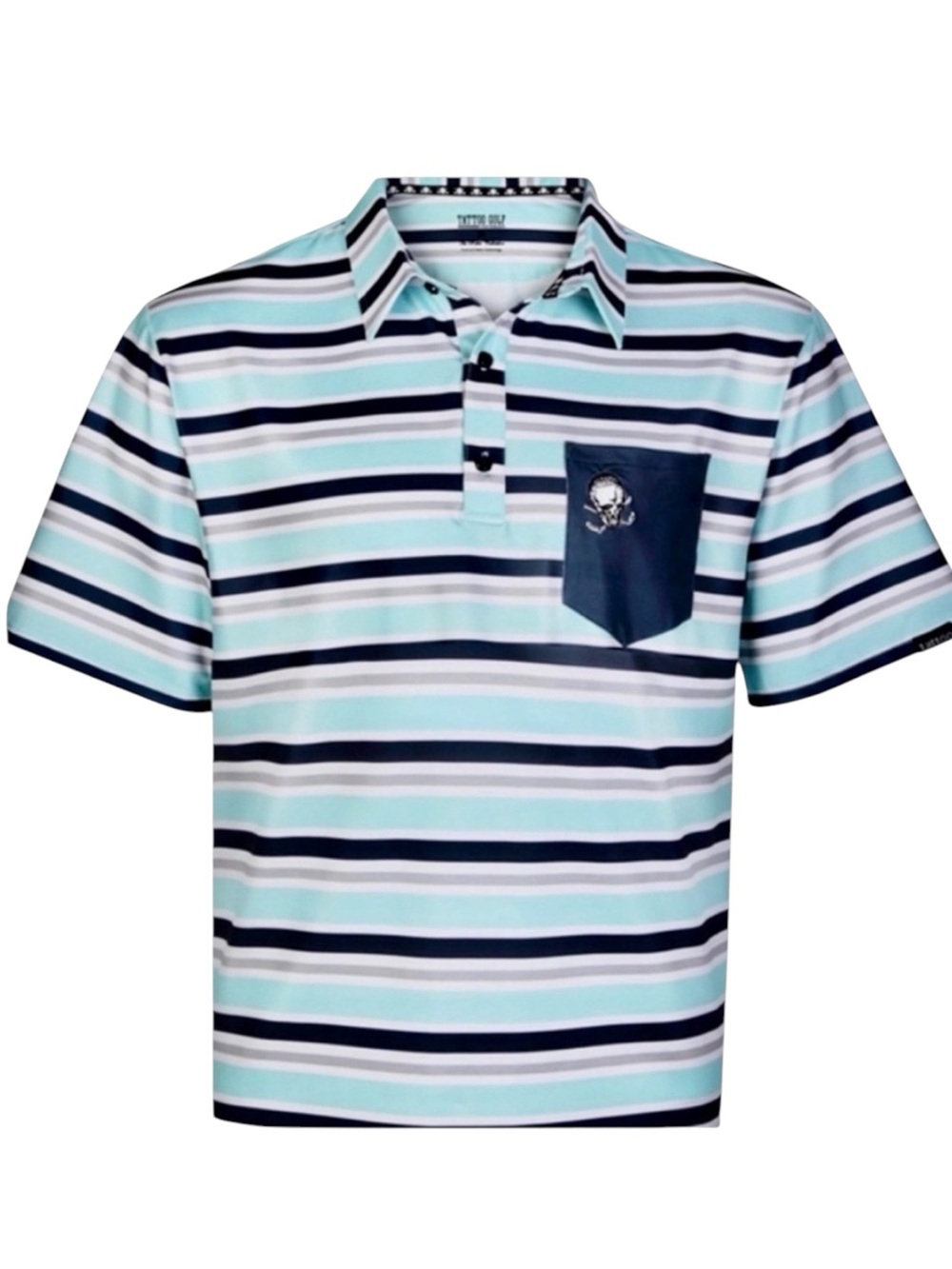 Tattoo Golf Performance Retro Stripe Cool Stretch Golf Polo Shirt (S)